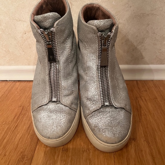 Frye Lena Silver leather zip high tops - Picture 1 of 7